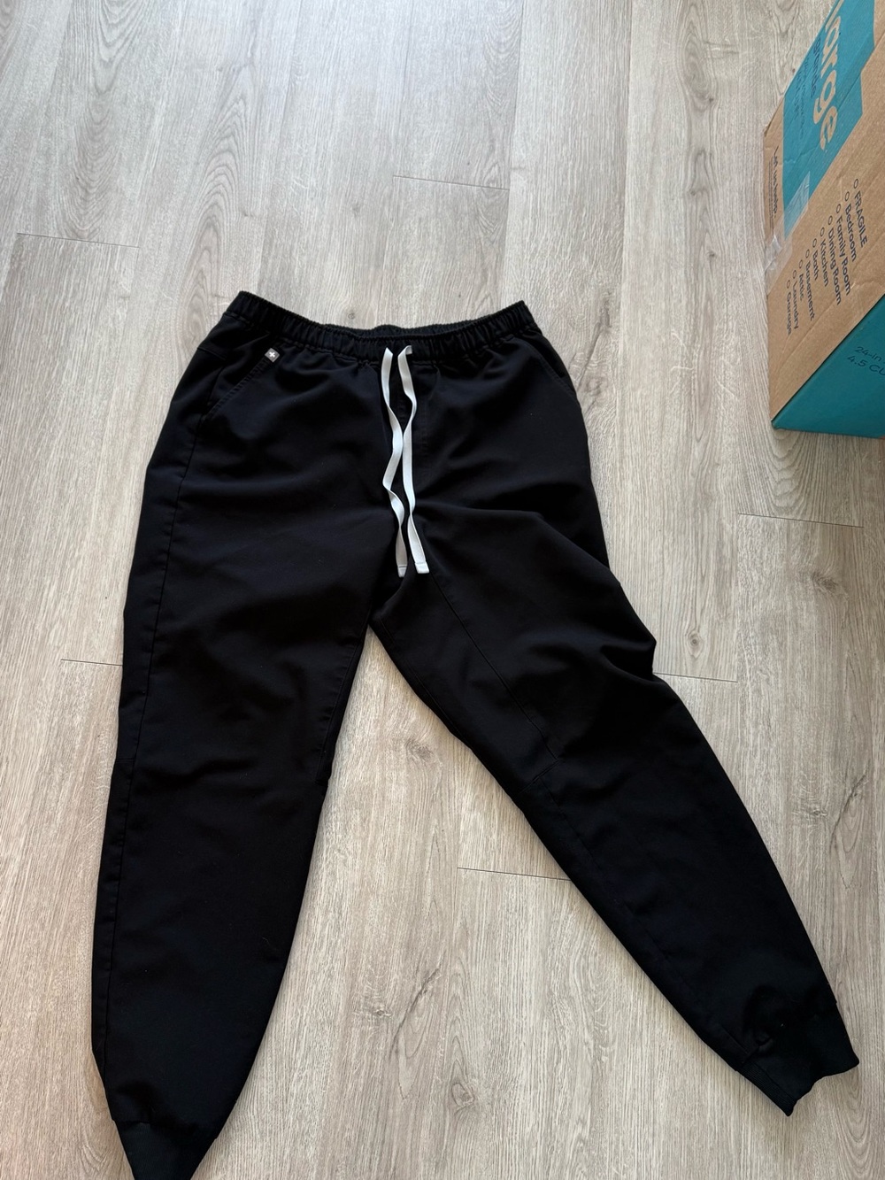 Figs Black Jogger Pants with White Drawstring